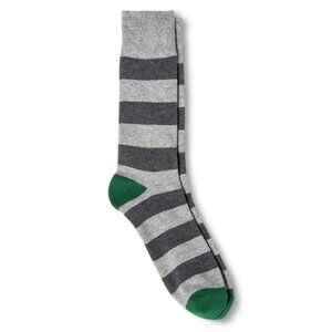 Merona Size 6 12 Crew Socks Mens Dress Green Gray Stripes NEW